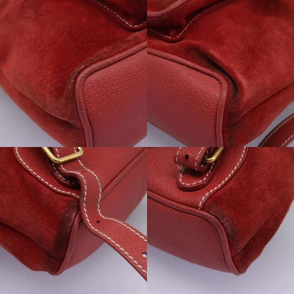 Gucci Bamboo Suede Leather Backpack Red